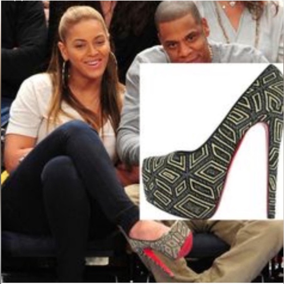 Christian Louboutin Panama 160 Platform Heels Sz 37 Daffodile Aztec Limited Ed - Picture 5 of 10